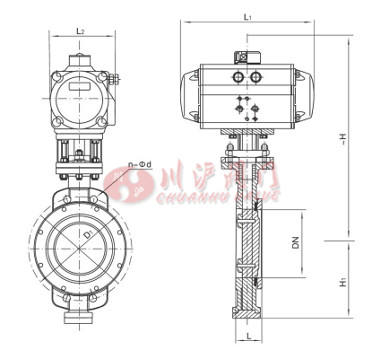 氣動對夾調節(jié)蝶閥結構圖