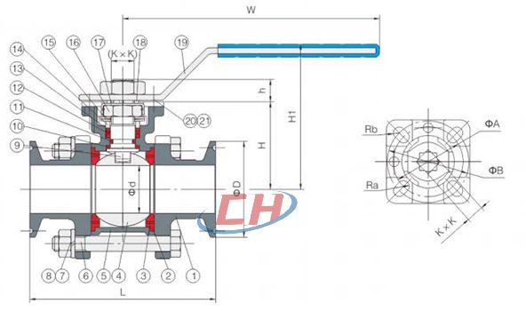 三片式快裝球閥結(jié)構(gòu)圖